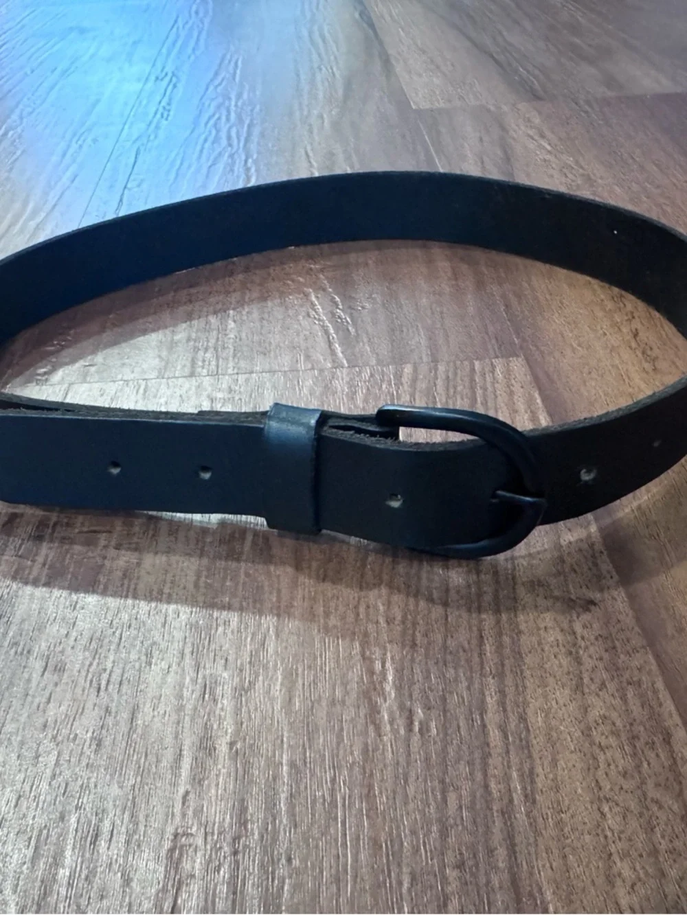 Kids Black Leather Belt with Matte Black Oval Buckle
